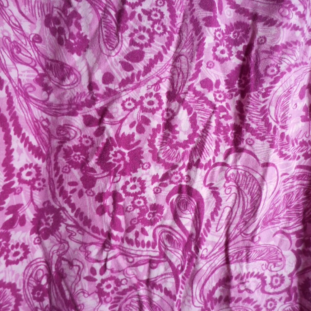 Catherines Size 3x  26/28 WP Petite Pink Paisley Print knit shirt short sleeve - Picture 3 of 4